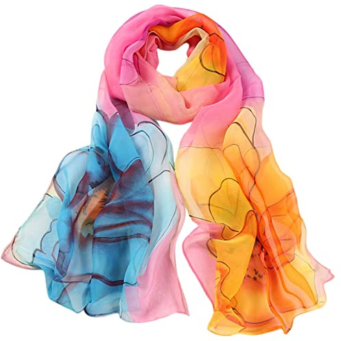 FAIRYGATE Chiffon Retro Schal Damen Leichtes Halstuch Seiden Chiffon Halstuch für Mädchen Frauen Halstuch Kopftuch