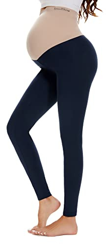 Smallshow Leggins Premaman Donna Lunghi Pantaloni Navy L