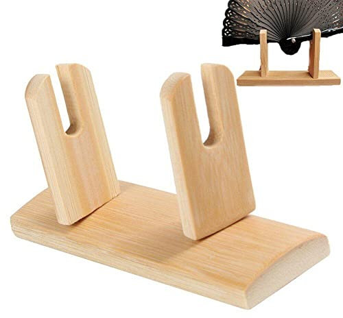 vepoty Folding Fan Display Stand Wooden Decorative Fan Holder Handheld Fan Display Base Vintage Fan Rack for Home Office Decor