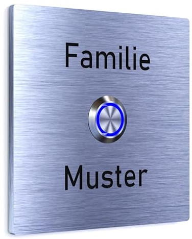 YONOX Premium Edelstahl Klingelschild mit LED-Taster - Stilvolles Design für Ihre Eingangstür - personalisierbar - präzise Gravur - 100 X 100mm - LED Beleuchtung - MADE in GERMANY