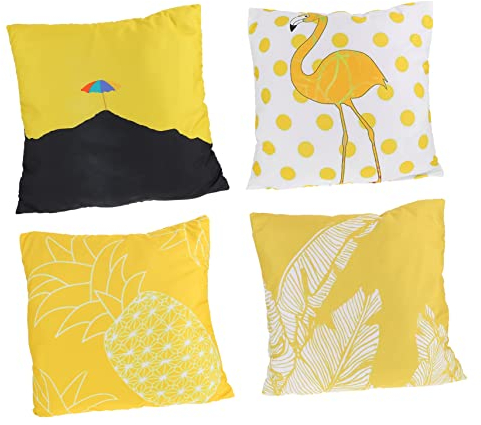 Veemoon 4pièces Housses De Coussin Carrées Imprimées Lot pour Canapé Et Meubles Divers Protection Rayures Et Taches Usage Intérieur Multiple