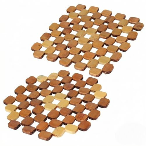 MIJOMA Topfuntersetzer Set 2-teilig 19,5 cm – Flexibles Holzgeflecht als Hitzeschutz – naturbelassenes Design – für Töpfe Pfannen Teekanne