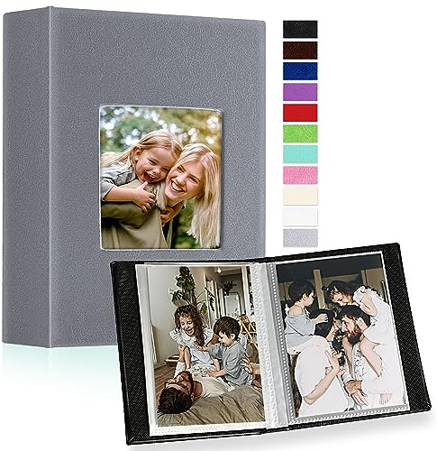 Ywlake Fotoalbum 10x15 100 2 Packungen, Klein Mini Leder Einstecken Einsteckalbum für Hochformat Fotos Bilder Grau