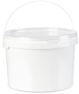 Eimer weiß 3L Fassung - Eimer mit Deckel & Henkel - Aufbewahrungsbehälter aus Kunststoff - leicht & wasserbeständig - Eimer in Weiß: Praktische Helfer für Jede Situation - (5 x 3 L)