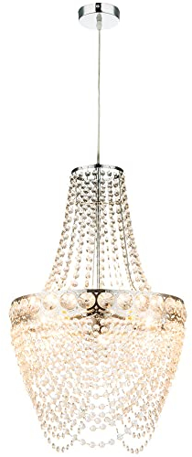 LED Kristallleuchter hängend Wohnzimmer Hängelampe Modern Deckenlampe Kronleuchter, verchromt klar, 3x 4W 3x 320lm warmweiß, DxH 38x150 cm