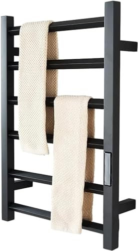Scalda asciugamani Stendino For Riscaldamento Elettrico In Acciaio Inossidabile, For Radiatore Termostatico Portasciugamani Da Bagno, Stendibiancheria Con Presa ( Color : Schwarz , Size : Plug in )