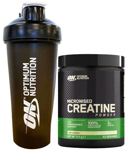 Optimum Nutrition Integratore a Base di Creatina Monoidrato Micronised Creatine in Polvere Micronizzata Pura 93 Dosi 317g + SHAKER