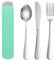 Travel Cutlery Set With Case for 1, Portable Stainless Steel Set for Outdoor Picnic, Office, School Lunch Box - Green