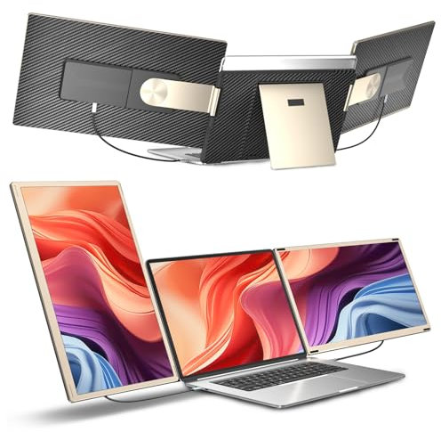 siaviala Extension D'écran d'ordinateur Portable, Triple Moniteur Portable 15,6 FHD 1080p, Compatible avec Windows, Mac, Chrome, pour Ordinateur Portable de 13 à 17,3