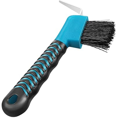 Hufkratzer mit Bürste, tragbarer Hufkratzer, Mehrzweck-Hufkratzer mit weichem Gummigriff für Huftiere