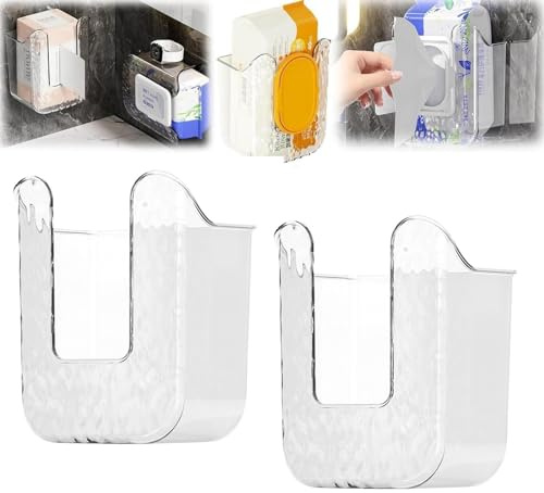 2 Stück Feuchttücher Spenderbox, Küchentücher Aufbewahrungsbox, Kein Stanzen, Taschentuchbox Halter Zur Wandmontage, Nachfüllbare Feuchttücher Behälterbox Für Küche, Schlafzimmer, Badezimmer