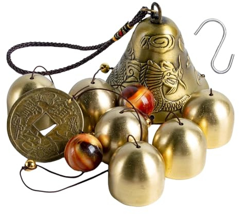 Large Clock Wind Chime With S-Shaped Hook - Retro Metal Decorative Pendants for Home, Stores, and Garden