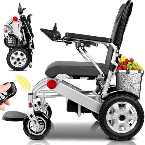 Bueuwe Elektrische Rollstühle für Senioren, Tragfähigkeit 150 kg, Rollstuhl Elektrisch Faltbar mit Einkaufskorb, Reichweite 25~40 km, Elektrischer Rollstuhl Elektrisch Faltbar Leicht Rollstuhl,26a
