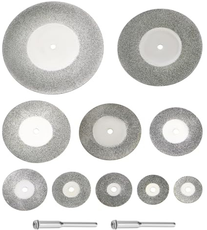 VGOL 10 Dischi Da Taglio Diamantati Da 16-60 Mm Con 2 Utensili Rotanti Con Mandrino Da 3 Mm Adatti Per Utensili Rotanti Per Il Taglio Di Gemme Di Plastica In Legno