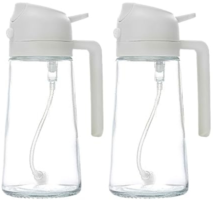 BELLICCIO Set di 2 Dosatore per Olio e Spray Anti-Goccia – 550ml, per Cucina e Ricette Gourmet, Perfetto per Friggitrice ad Aria, Facile da Usare e Pulire
