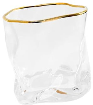 COLLBATH 1pezzi Bicchiere Da Whisky Irregolare Con Dorato Elegante e Creativo Per Feste e Uso Quotidiano Capacità Design Giapponese Per Vino e Birra