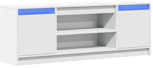 vidaXL Mobile Porta TV con LED Bianco 139,5x34x50 cm in Truciolato, Mobile TV con luci LED, credenza TV, Mobile dispositivi multimediali, Supporto TV