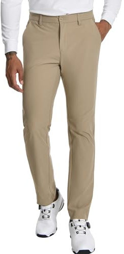 Pioneer Camp Pantaloni da golf da uomo, elasticizzati, traspiranti, elasticizzati, in vita lunga, con tasche funzionali, colore cachi, taglia: 38