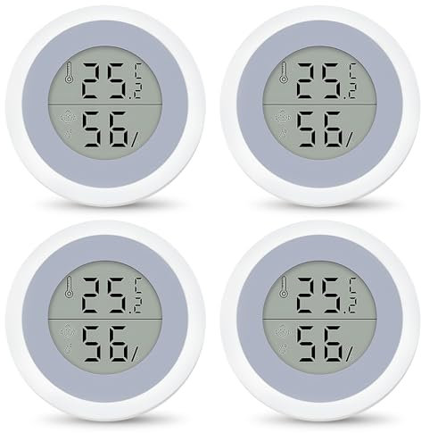4pcs Thermomètre Hygromètre Intérieur, Hygromètre Numérique Thermomètre Intérieur, Mini Hygromètres Thermomètres, Thermomètre Numérique Thermomètre De Réfrigérateur Pour Salon Bureau Cuisine