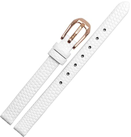 BUDAY Bracelet de rechange en cuir de vachette avec imprimé lézard pour femme Blanc Rouge Bracelet ultra fin 6 8 10 12 14 16 mm, 6 mm, Agate