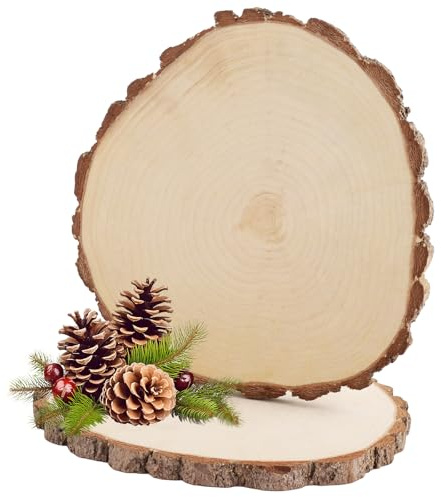 MEIDIV Tortenständer aus Holz, 30–31 cm, große Holzscheiben zum Basteln, rustikale Holzkreise, Tortenständer aus Holz für Hochzeit, Servierplatte, Weidebrett, Tischdekoration, Hochzeitsdekoration, 2