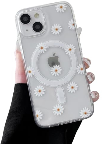 ZTOFERA kompatibel mit MagSafe,für iPhone 13/14 Hülle Blumen,Gänseblümchen | Transparente, Weicher TPU-Rahmen,stoßfest und schützend,leicht abnehmbar