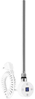 Heilmetz Elemento Calefactor 1200W con Termostato para radiador toallero electrico y Calientatoallas con Temperatura Ajustable y Función de Temporizador, Diseño Blanco, en Acero Inoxidable