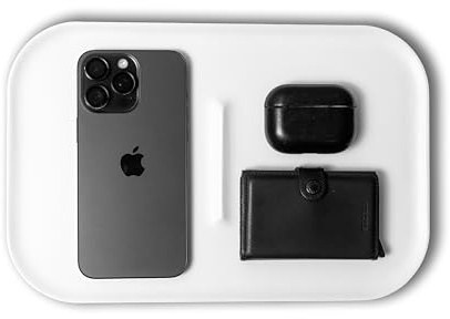 Catchall-bricka vitt trä betedelbricka för skrivbord Edc organiserare bete minimal dumpbricka