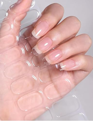 Yamobi 16 Stück Gel UV Stickers,UV Nagelfolien, Nagelfolien UV härtend für DIY Gelnägel, inklusive Nagelfeile und UV-Lampe Zubehör für einfache Anwendung(Transparente)