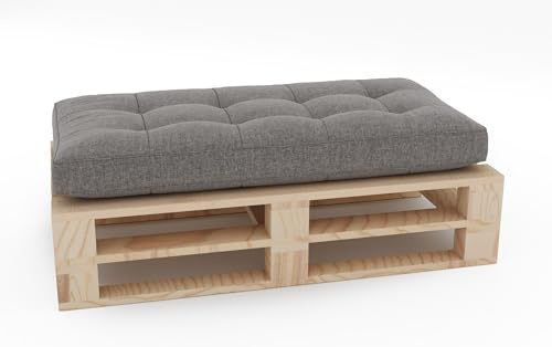 Lermowood Palettenmöbel Mpe Hocker 100 x 80 cm Natur | Europaletten Indoor und Outdoor Lounge Gartenmöbel Holz Gartenmöbel Set Lounge Möbel Terrasse Balkon Loft Stil Paletten