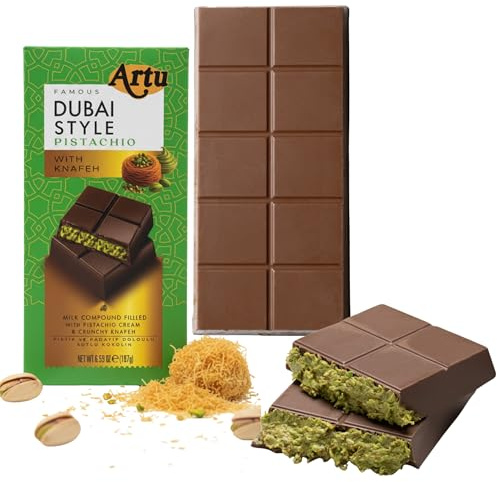 187g Cioccolato Premium stile Dubai con Crema al Pistacchio – Fatto a Mano, Confezione Regalo di Lusso – Autentica Esperienza del Cioccolato stile Dubai