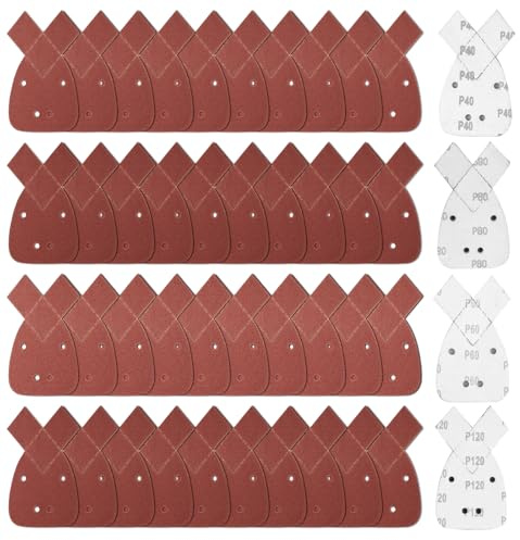 Förpackning med 40 för Black and Decker Mouse Sandpapper, Grit 40/60/80/120 musdetaljer sandpapper, detaljslipmaskin, trianglar, slipdynor, trianglar med kardborreband, trianglar, slipdynor