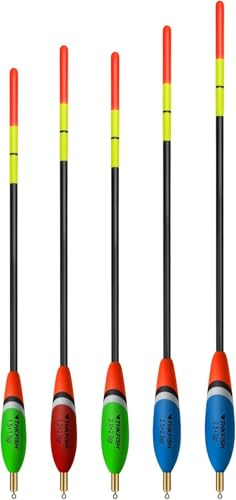 THKFISH 5 Stück Posen Angeln Set Holz Schwimmer Angeln mit Lebendige Farben Fishing Slip Bobbers Angelzubehör, 2,5 + 3 g/2,5 + 2,5 g/ 2,0 + 2,0 g/1,2 + 2,0 g/1,5 + 1,5 g (A)