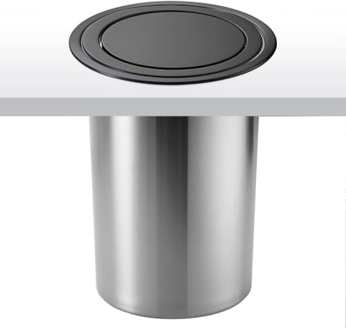 CAFIEDR Papelera de Cocina empotrada de Acero Inoxidable con Tapa abatible y Ojal Integrado.