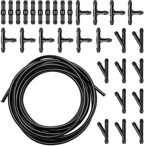 5m Scheibenwaschanlage Schlauch Reparaturset mit 30 Stücke Schlauchverbinder, Wischwasserschlauch Reparaturset, Universal Automotive Schlauch, Scheibenwischwasser Spritzwasserschlauch für Auto