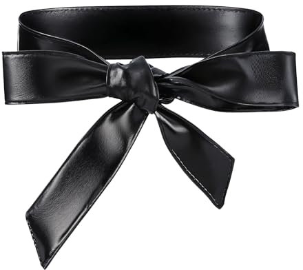 Xinjoduz Schwarz Breiter Gürtel Taillengürtel Damen PU Leder Taillengürtel Breit Wickelgürtel zum Schnüren Knoten Retro Ledergürtel Hüftgürtel für Frauen Kleid Hochzeit Party Tägliche