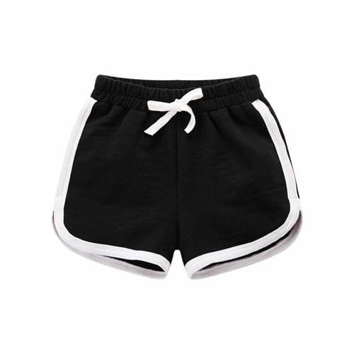 YAQUEKOU Short court pour fille et garçon - Short de sport en coton - Short pour enfants - Short court pour adolescent et fille - Short de cyclisme d'été pour la gym - 2 à 15 ans, Noir , 6-7 ans