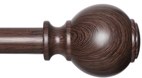 Wood Curtain Rods for Windows 28 to 48 Inches,1 inch Heavy Duty Window Curtain Rod with Imitation Wood Grain Finials,Decorative Drapery Rods Adjustable, 28-58(2.3-4.8ft), Bronze Wood