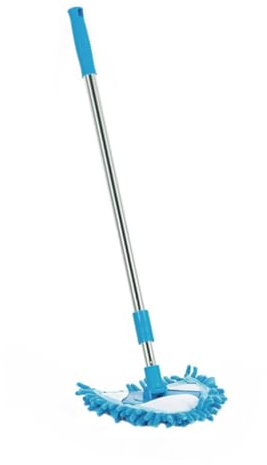 Kleiner Dreiecksmopp aus Kunststoff, Blau, Teleskopisch, 180° Drehbar | Leichtes Reinigungszubehör, Verstellbarer Bereich, Erreicht Enge Ecken, für Decken und Spiegel