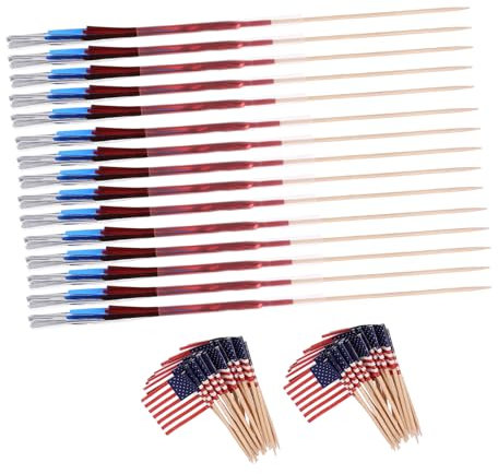 FUNNETOYU 200piezas Letrero De De Colores Palillos De Bandera Estadounidense Palillos Decorativos para Comida para Decoración De Pasteles y Adornos De Frutas para Fiestas