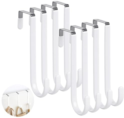 Homewit Türhaken zum Einhängen,8 Türgarderobe zum Einhängen,Tür Aufhänger,Haken Innenseite Platzsparend zum Aufhängen von Handtüchern, Bademänteln,für Badezimmer, Schlafsaal-Für 37 mm-Türen geeignet