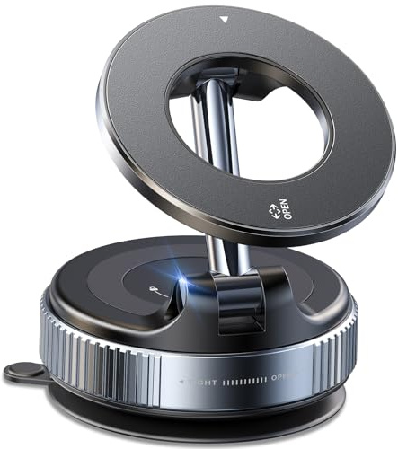 Coolpow Car Phone Holder for Magsafe Car Mount【Strongest Magnet】Vacuum Magnetic Phone Holder for Cars, 360° Rotatable, Adjustable & Foldable car Accessories for iPhone 17 Pro Max 16/Mirror/Gym/Kitchen