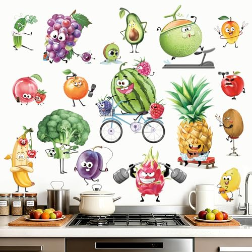 wondever Wandtattoo Küche Wandsticker Cartoon Gemüse Lebensmittel Brokkoli | Abziehen und Aufkleben, Abziehbar, Wandaufkleber Selbstklebend für Kinderzimmer Babyzimmer Schlafzimmer Wanddeko