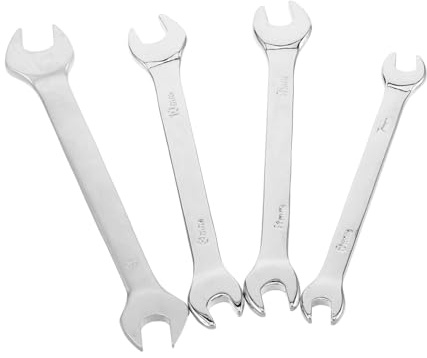 TOPBATHY 4pcs Double End Open Wrench Sturdy Offset Angle Flat Head Spanner Tools for Auto Repair Bike Maintenance and Hardware Work