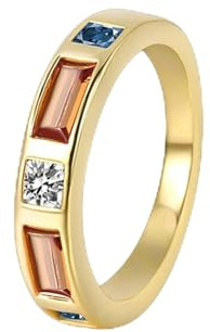 Verlobungsringe, Ring Frauen Verlobung Gold Jahrgang mit Orange Rechteckschliff im Labor Hergestellter Saphir 18K Gelbgold Größe 52 (16.6)