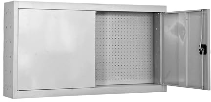 PROREGAL Werkzeugschrank hängend AMEGO | HxBxT 55x90x27,5cm | Metall | Abschließbar | Weiß | Werstattschrank Hängeschrank