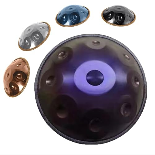 Handpan Drum 22 Pollici Tamburo a mano Strumento A Percussione 9/10/12 Note con Treppiede, Handpan in Acciaio per Adulti Meditazione, Yoga E Guarigione Sonora(Dark purple,9 Notes)