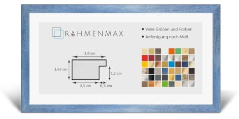 Morena MDF Rahmen für Bild 20x65cm Hellblau gewischt mit Acrylglas | zum Aufhängen Hoch- und Querformat/Maßanfertigung möglich/Puzzle Rahmen/mit 1mm klarem Acrylglas