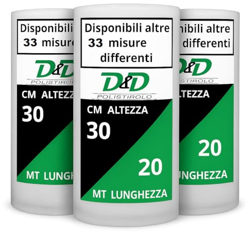 D. & D. Polistirolo – Set Luftpolsterfolie für Verpackungszwecke, Luftpolster zum Schutz (Nr. 3 H 30 x 20 m/l)