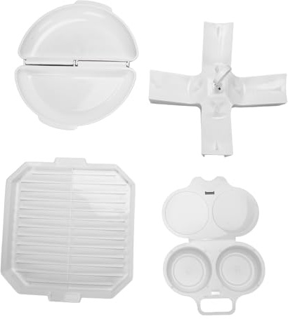TOPINCN Juego de Cocina para Microondas, Juego de Cocina para Patatas, Huevos y Tocino, Utensilios de Cocina 4 en 1 con Bandeja Ranurada para Tocino, Rejilla para Patatas y Huevos para
